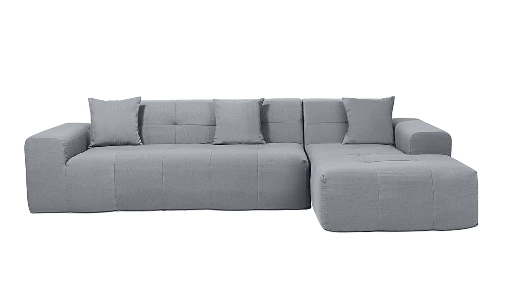 Deko Living 3 Piece Gray Compressed Foam Sectional Sofa Lounger and Table Set  - CIF50018
