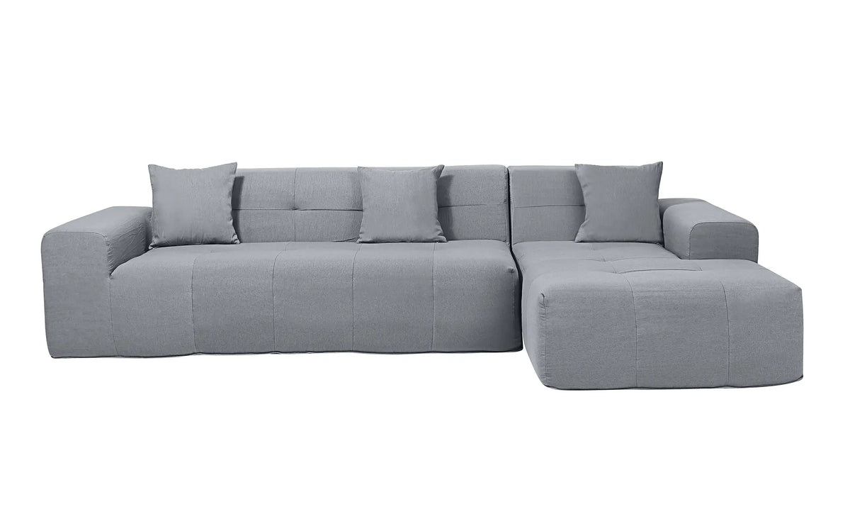 Deko Living 3 Piece Gray Compressed Foam Sectional Sofa Lounger and Table Set  - CIF50018