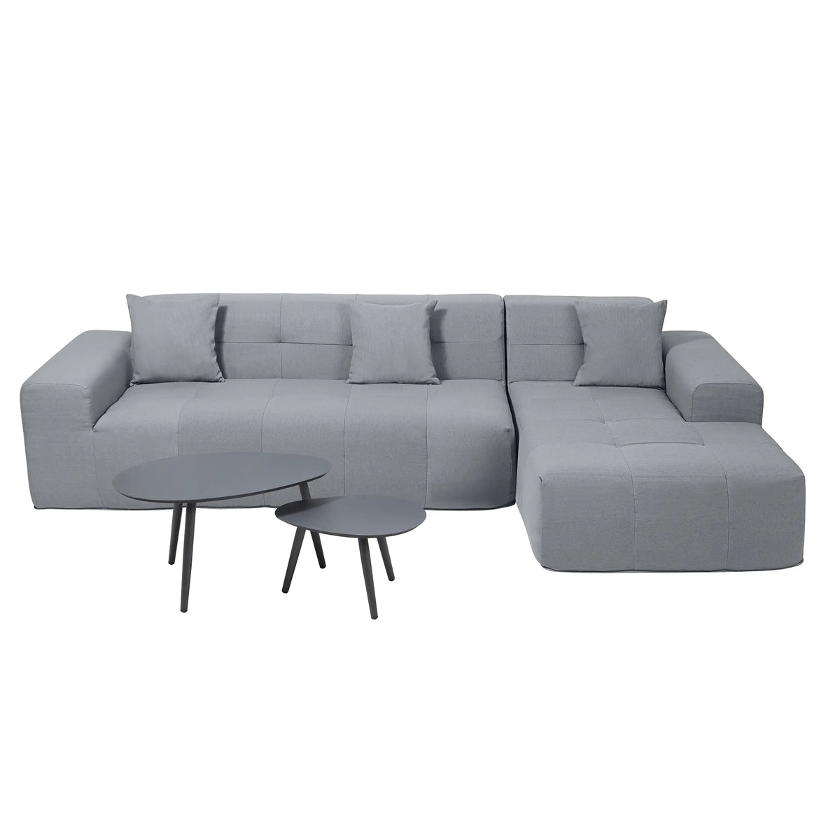 Deko Living 3 Piece Gray Compressed Foam Sectional Sofa Lounger and Table Set  - CIF50018