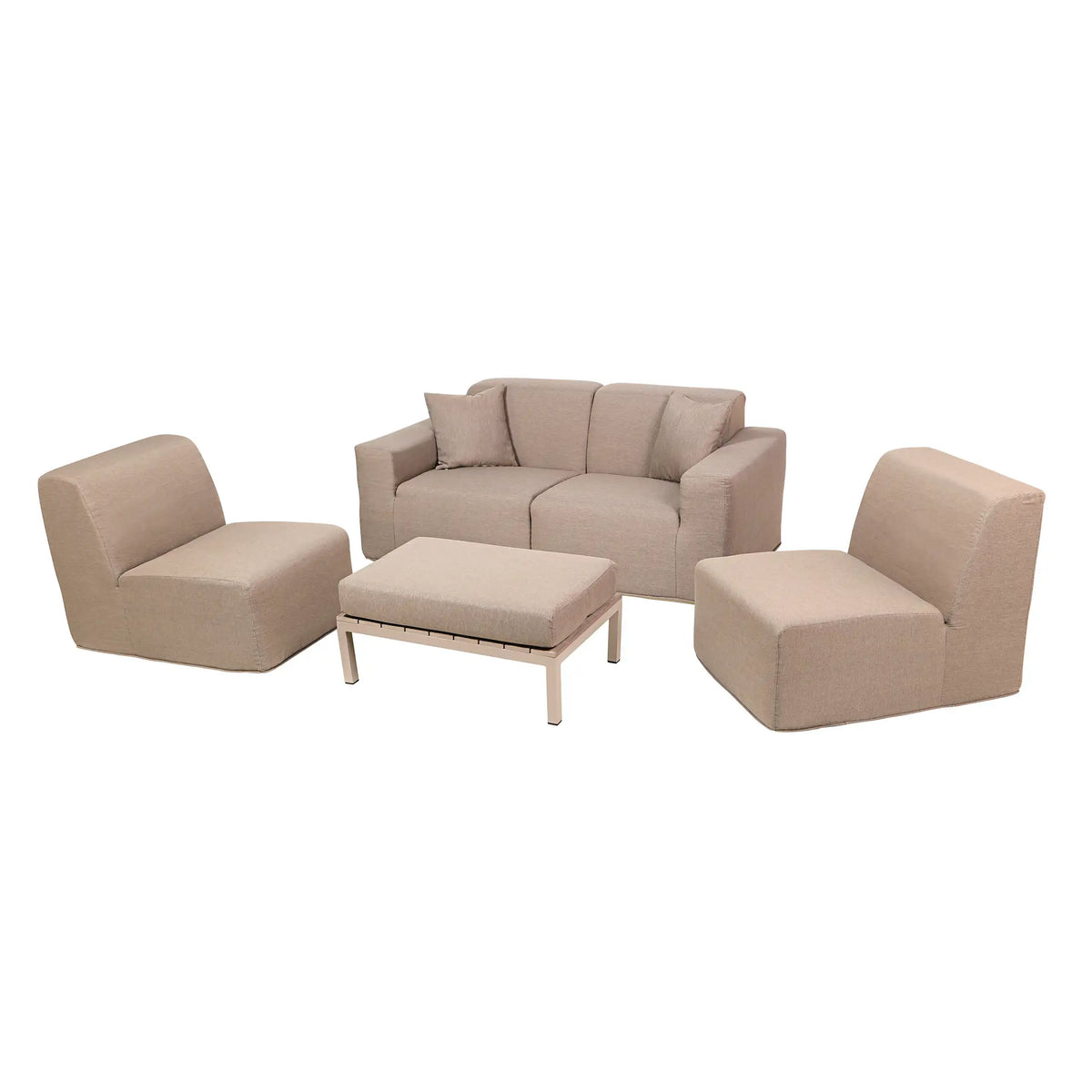 Deko Living 4 PieceSeating Brown Compressed Foam Sectional Sofa and Ottoman Set  - CIF50117