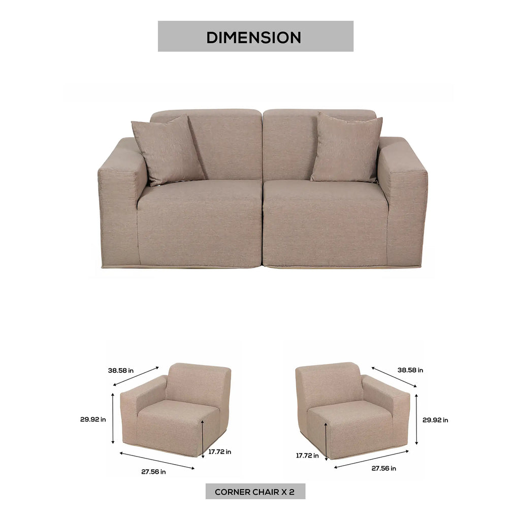 Deko Living 2 Piece Seating Brown Compressed Foam Sectional Sofa  - CIF50117SET