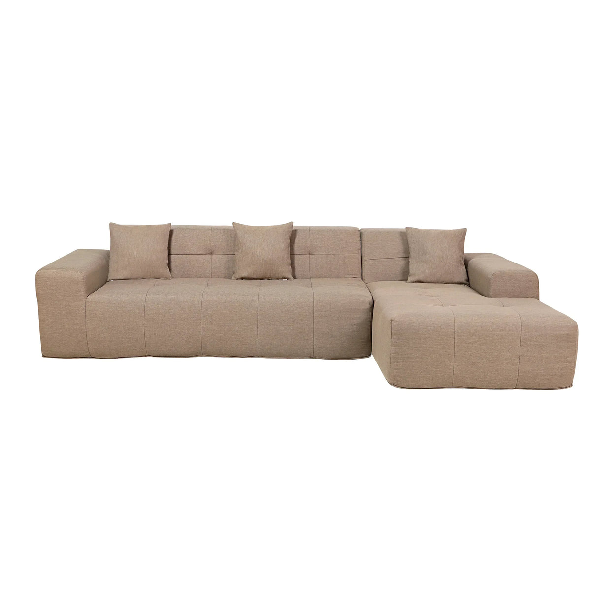 Deko Living 3 Piece Brown Compressed Foam Sectional Sofa Lounger and Table Set  - CIF50118