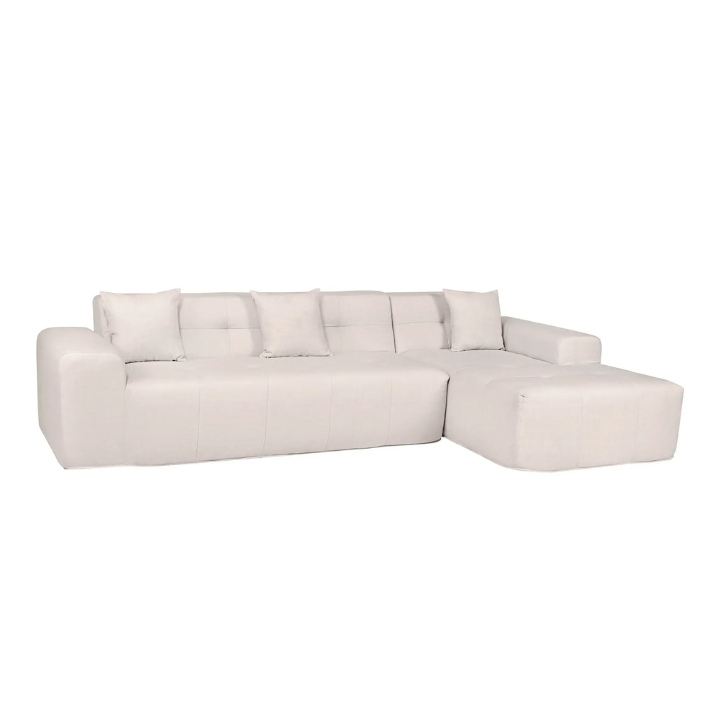 Deko Living 3 Piece Beige Compressed Foam Sectional Sofa Lounger and Table Set  - CIF50218