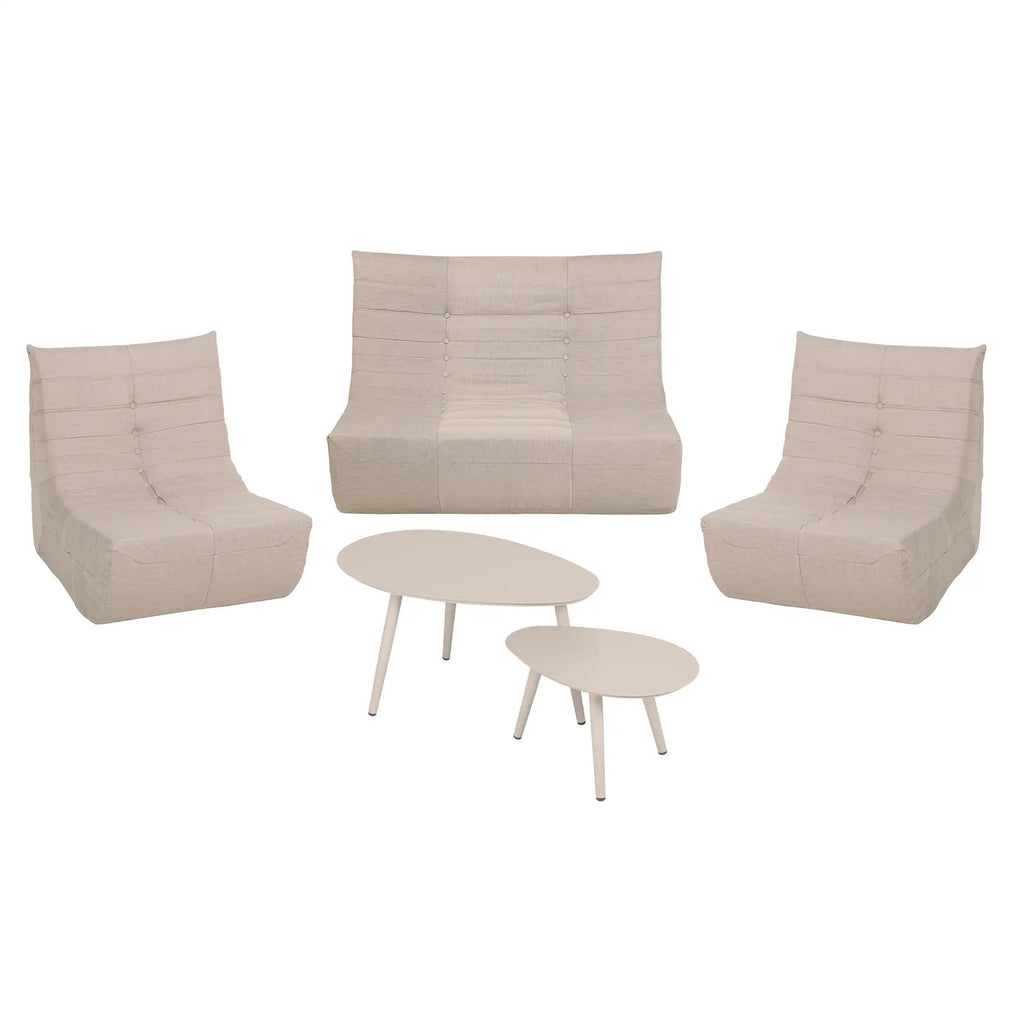 Deko Living 5 Piece Beige Compressed Foam Loveseat Sofa Chairs and Table Set  - CIF50219