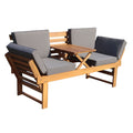 Deko Living Outdoor Acacia Wood Patio Bench/Lounge with Fold Down Center Table & Side Panels  - COP20209