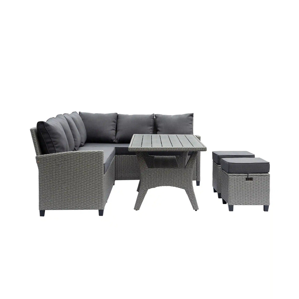 Deko Living Outdoor Wicker Patio Sectional Sofa & Ottoman Set with Table  - COP30006