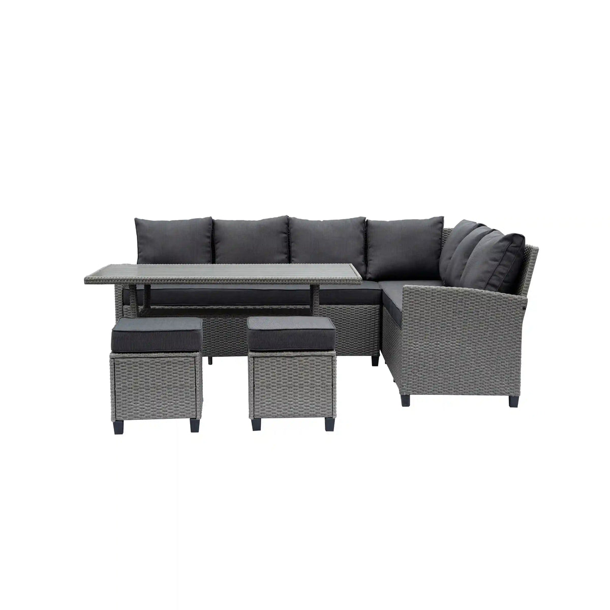 Deko Living Outdoor Wicker Patio Sectional Sofa & Ottoman Set with Table  - COP30006