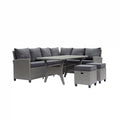 Deko Living Outdoor Wicker Patio Sectional Sofa & Ottoman Set with Table  - COP30006