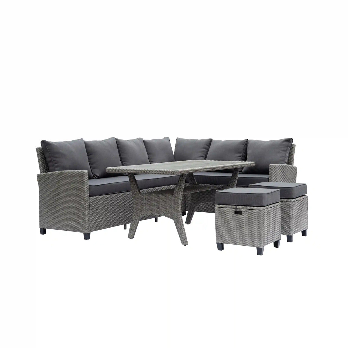Deko Living Outdoor Wicker Patio Sectional Sofa & Ottoman Set with Table  - COP30006