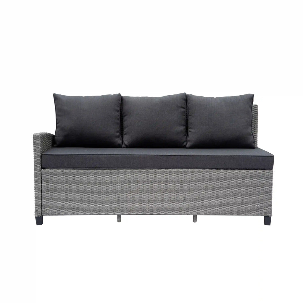 Deko Living Outdoor Wicker Patio Sectional Sofa & Ottoman Set with Table  - COP30006