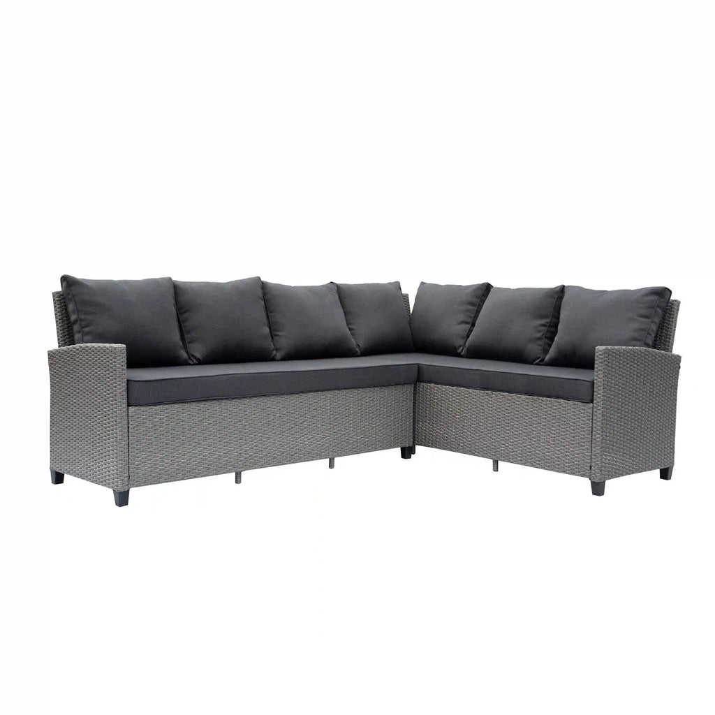 Deko Living Outdoor Wicker Patio Sectional Sofa & Ottoman Set with Table  - COP30006