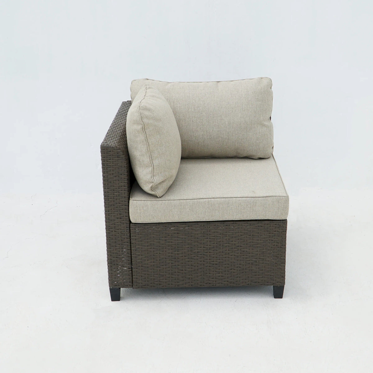 Deko Living 8 Piece Brown Outdoor Sectional Wicker Sofa Chairs and Tables  with Interchangable Beige and Red Cushion Covers  - COP30011