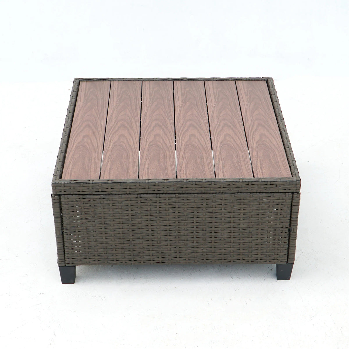 Deko Living 8 Piece Brown Outdoor Sectional Wicker Sofa Chairs and Tables  with Interchangable Beige and Red Cushion Covers  - COP30011