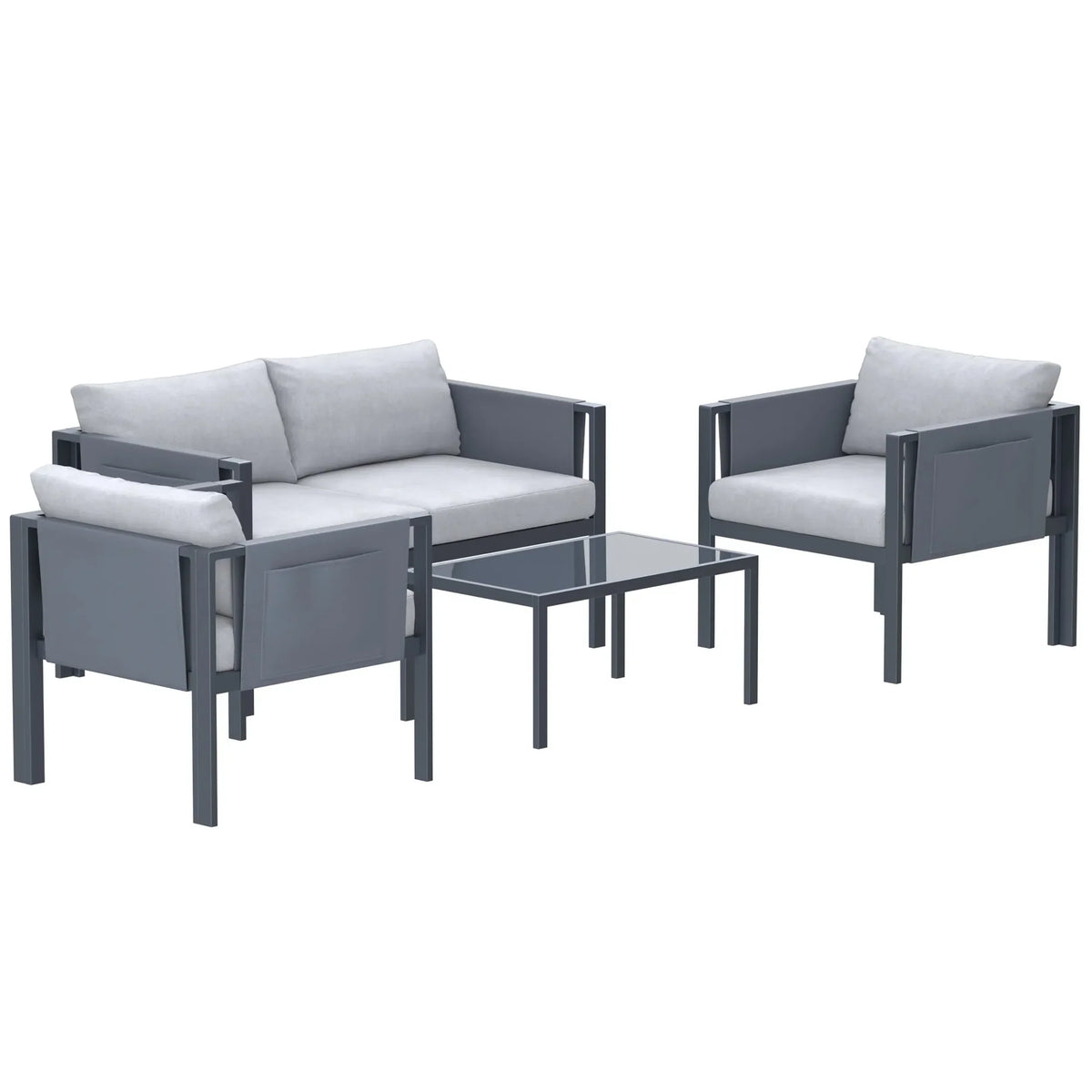 Deko Living 4 Piece Seating Outdoor Gray Sofa and Table Set  - COP30014