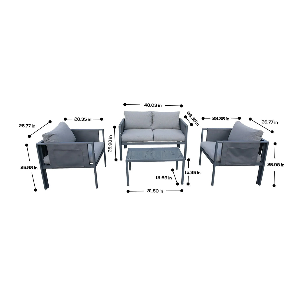 Deko Living 4 Piece Seating Outdoor Gray Sofa and Table Set  - COP30014