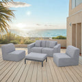 Deko Living 4 Piece Seating Gray Outdoor Compressed Foam Sectional Sofas and Ottoman Set  - COP30017