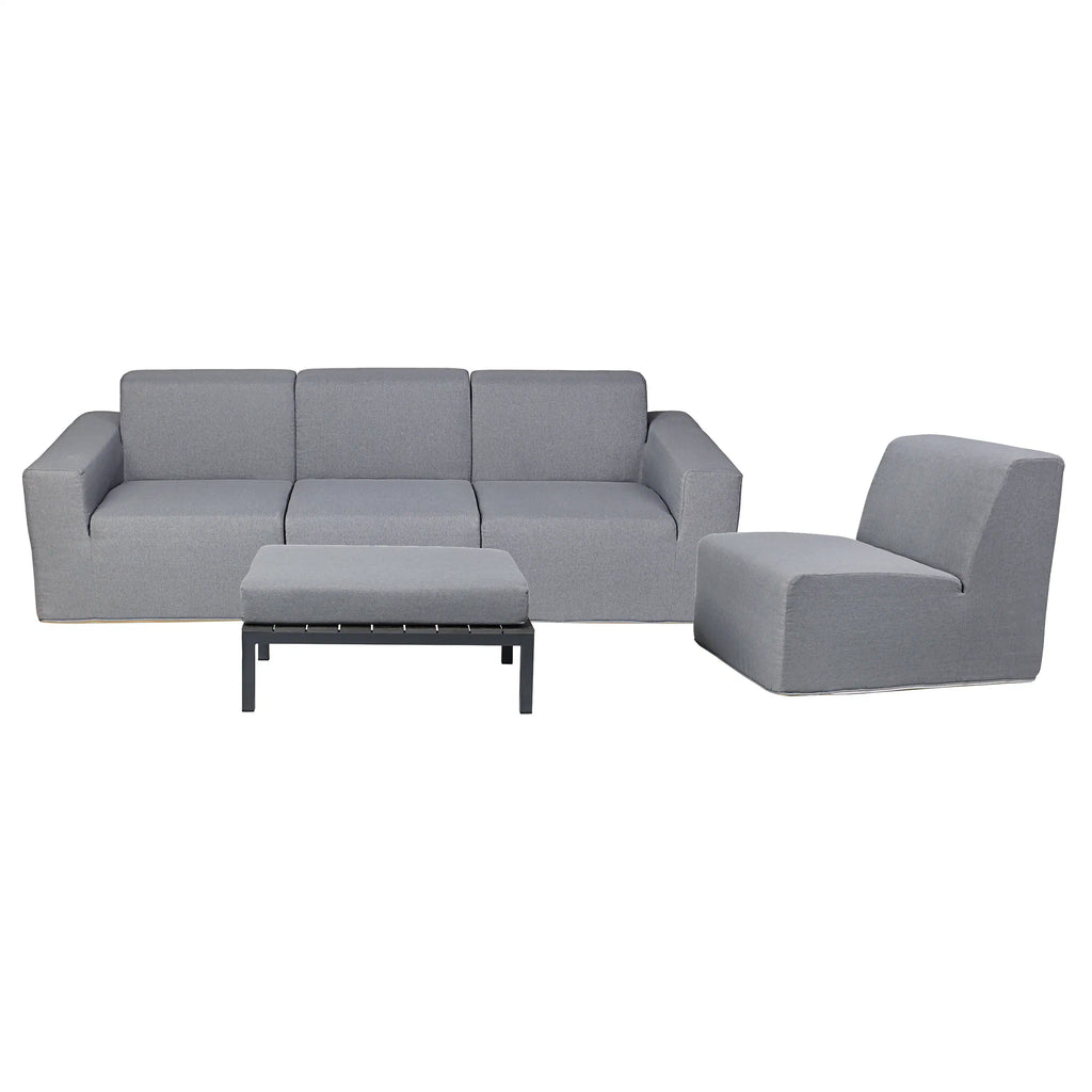 Deko Living 4 Piece Seating Gray Outdoor Compressed Foam Sectional Sofas and Ottoman Set  - COP30017