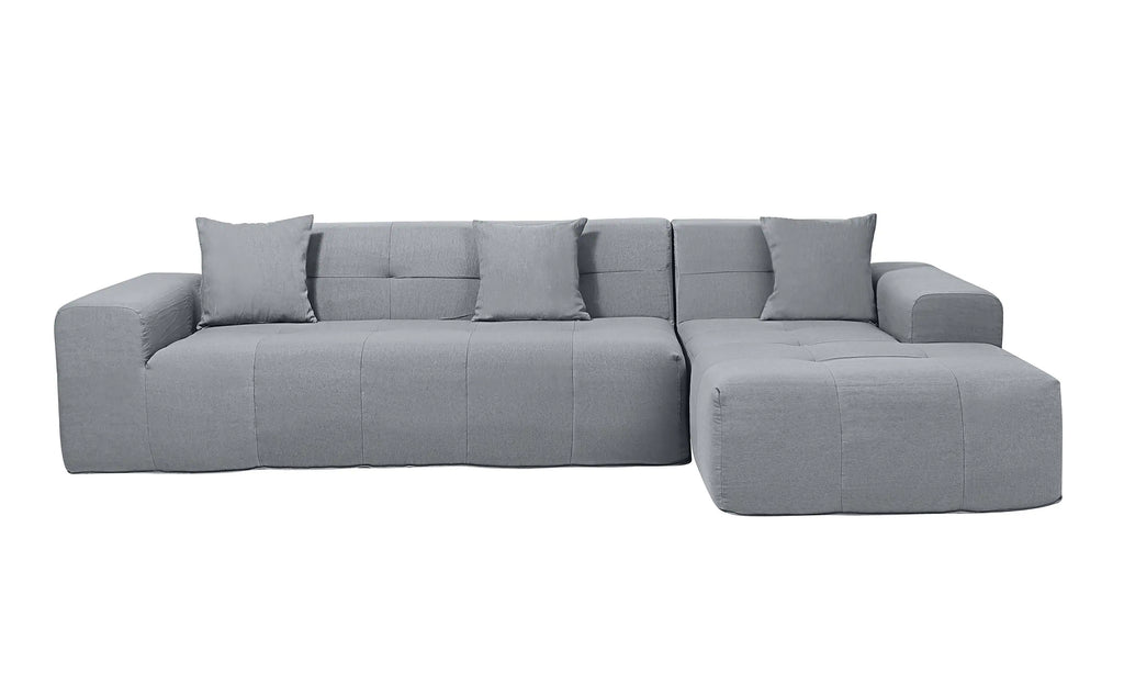 Deko Living 4 Piece Gray Outdoor Compressed Foam Sectional Sofa Lounger and Table Set  - COP30018
