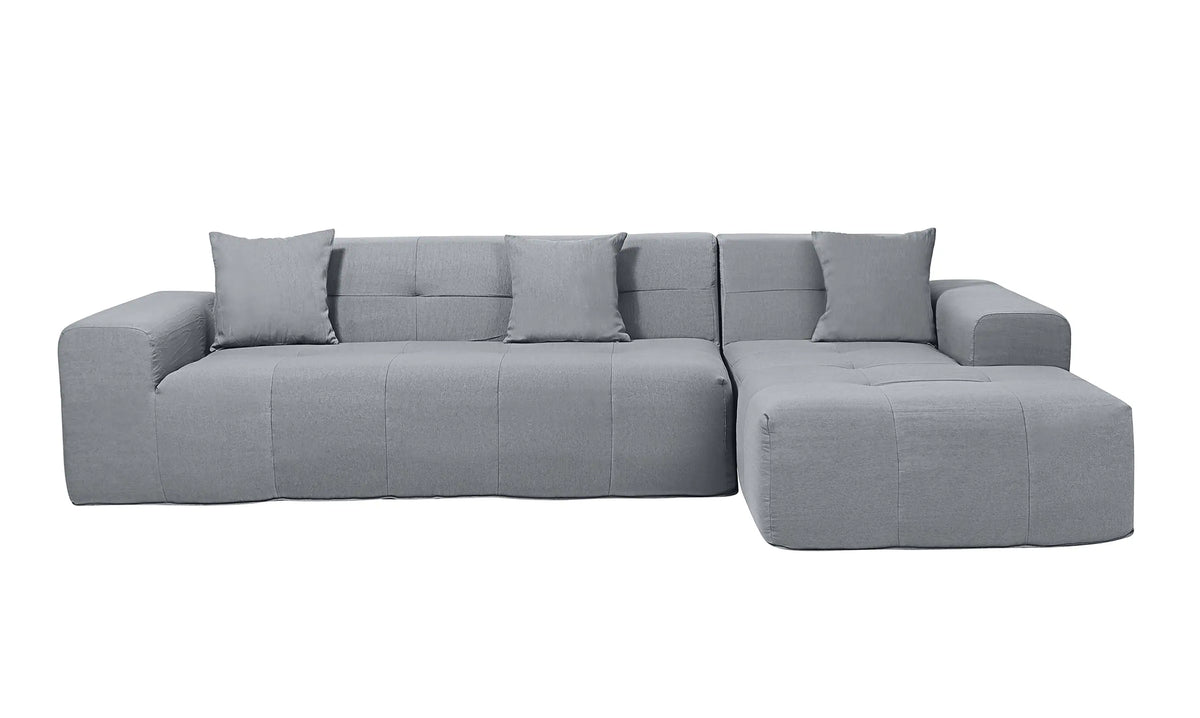 Deko Living 4 Piece Gray Outdoor Compressed Foam Sectional Sofa Lounger and Table Set  - COP30018