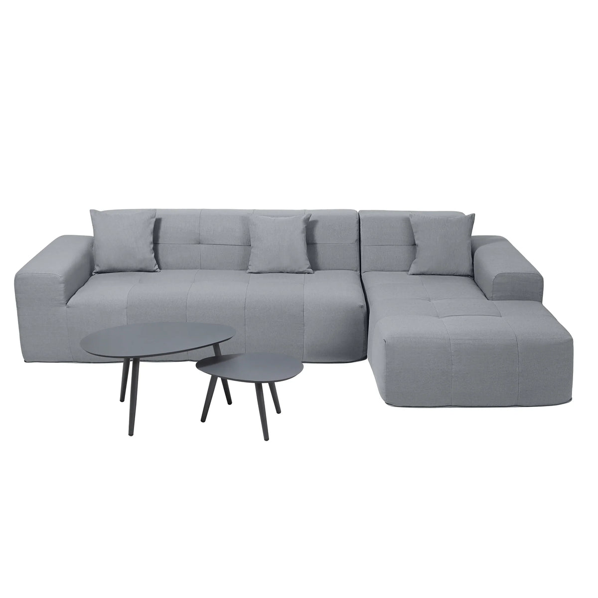 Deko Living 4 Piece Gray Outdoor Compressed Foam Sectional Sofa Lounger and Table Set  - COP30018