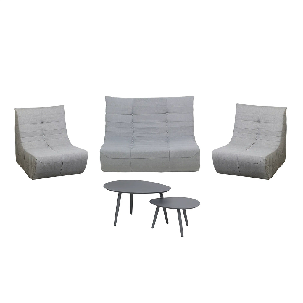 Deko Living 5 Piece Gray Outdoor Compressed Foam Loveseat Sofa Chairs and Table Set  - COP30019