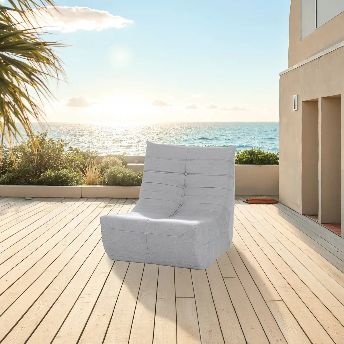 Deko Living 5 Piece Gray Outdoor Compressed Foam Loveseat Sofa Chairs and Table Set  - COP30019