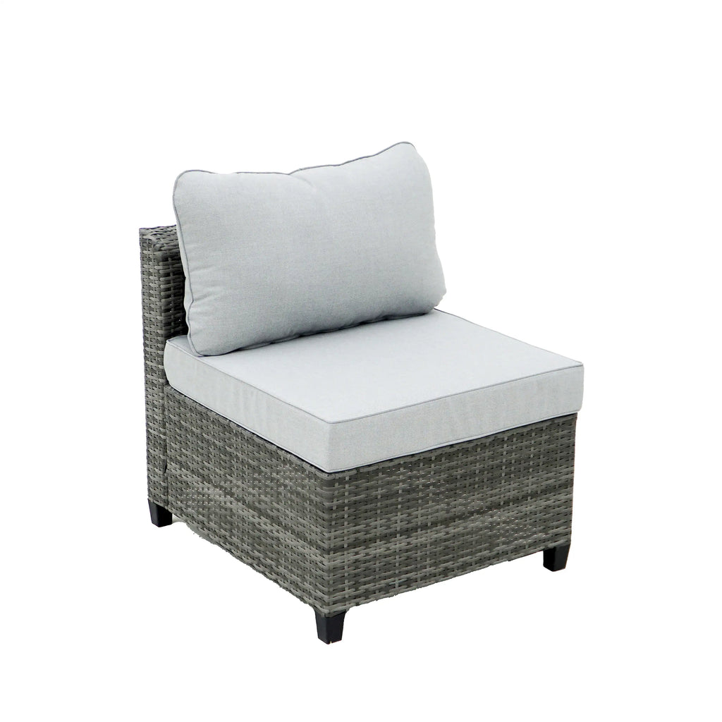 Deko Living 8 Piece Gray Outdoor Sectional Wicker Sofa Chairs and Tables  with Interchangable Blue and Gray Cushion Covers  - COP30111