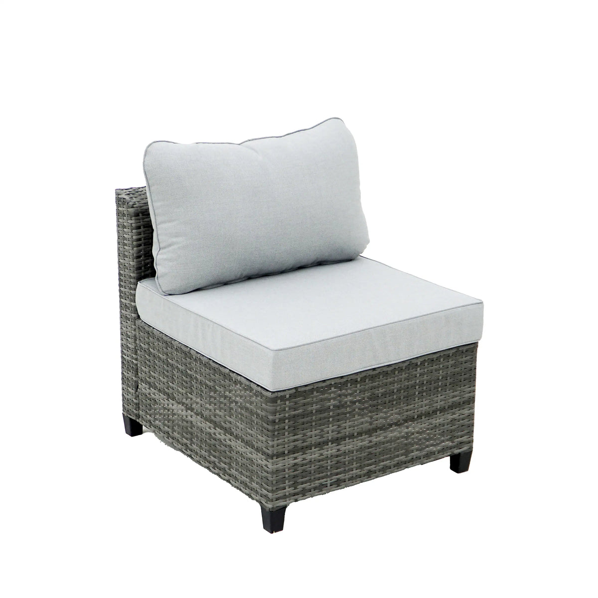 Deko Living 8 Piece Gray Outdoor Sectional Wicker Sofa Chairs and Tables  with Interchangable Blue and Gray Cushion Covers  - COP30111
