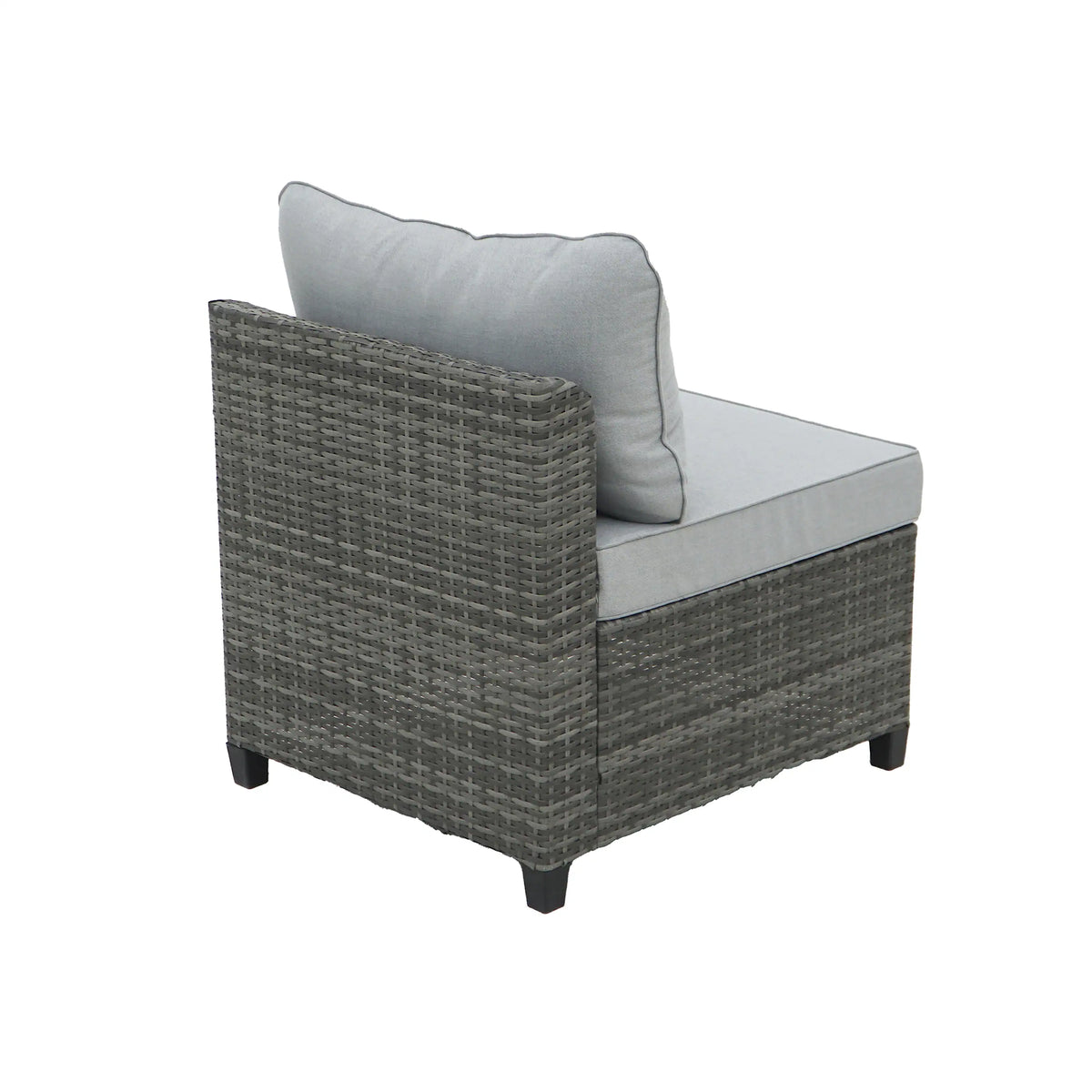 Deko Living 8 Piece Gray Outdoor Sectional Wicker Sofa Chairs and Tables  with Interchangable Blue and Gray Cushion Covers  - COP30111
