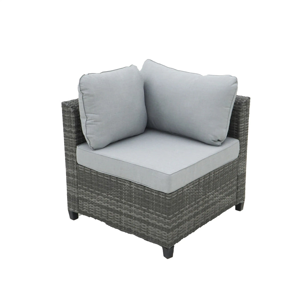 Deko Living 8 Piece Gray Outdoor Sectional Wicker Sofa Chairs and Tables  with Interchangable Blue and Gray Cushion Covers  - COP30111