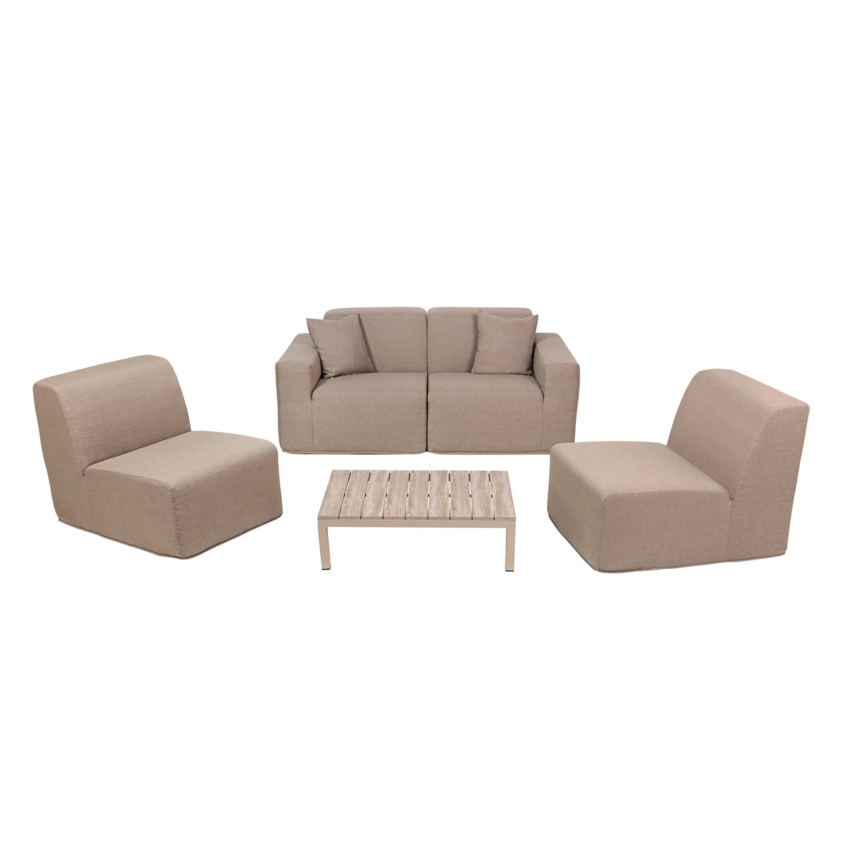 Deko Living 4 Piece Seating Brown Outdoor Compressed Foam Sectional Sofas and Ottoman Set  - COP30117