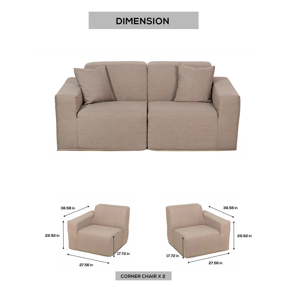 Deko Living 2 Piece Seating Brown Outdoor Compressed Foam Sectional Sofas  - COP30117SET