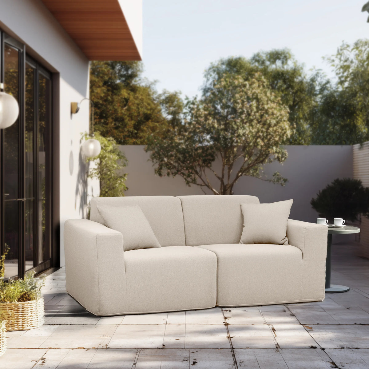 Deko Living 2 Piece Seating Beige Outdoor Compressed Foam Sectional Sofas  - COP30217SET