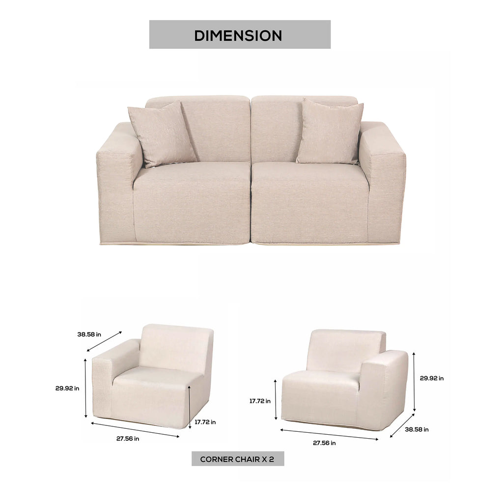 Deko Living 2 Piece Seating Beige Outdoor Compressed Foam Sectional Sofas  - COP30217SET