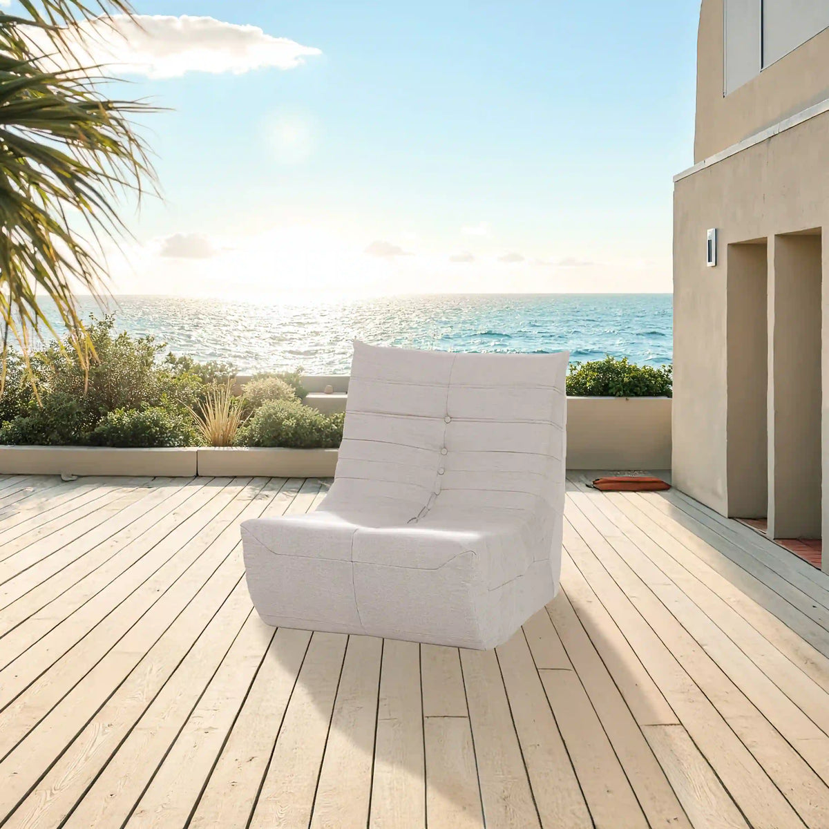 Deko Living 5 Piece Beige Outdoor Compressed Foam Loveseat Sofa Chairs and Table Set  - COP30219