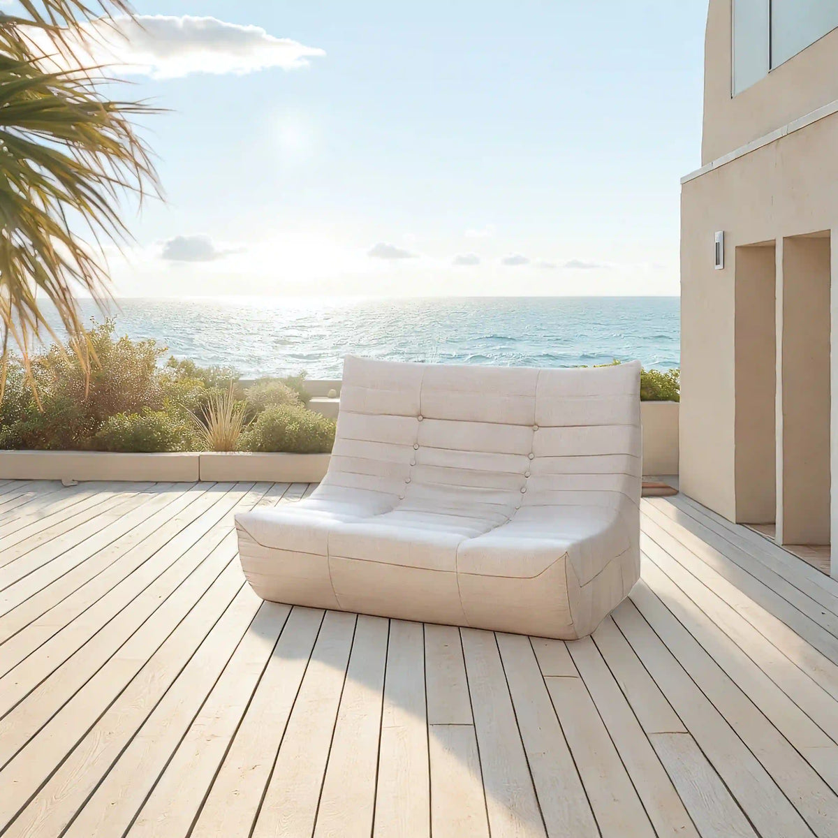 Deko Living 5 Piece Beige Outdoor Compressed Foam Loveseat Sofa Chairs and Table Set  - COP30219