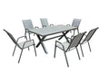 Deko Living 7 Piece Gray Outdoor Dining Chairs and Table Set  - COP30702BLK