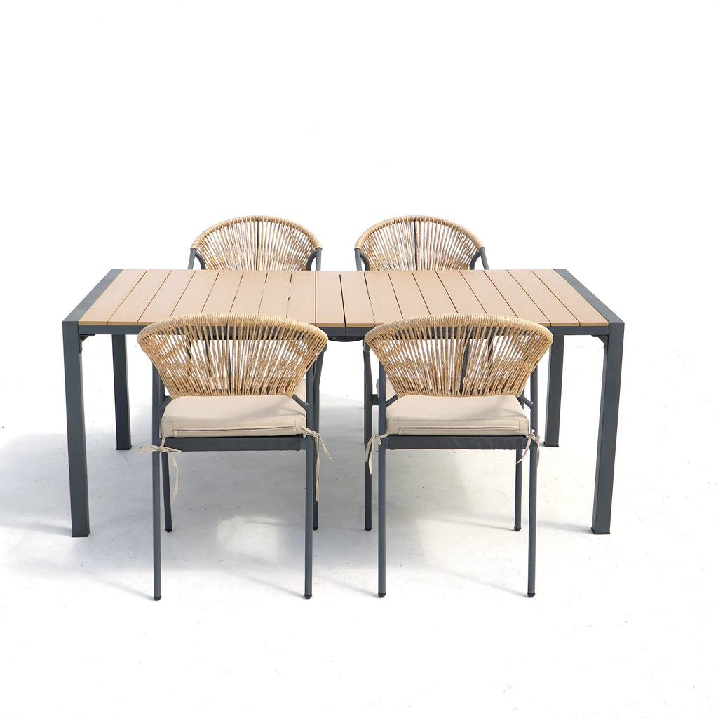 Deko Living 6 Piece Seating Yellow Outdoor Patio Dining Chairs and Table Set  - COP30703