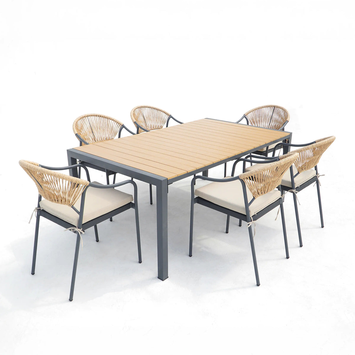 Deko Living 6 Piece Seating Yellow Outdoor Patio Dining Chairs and Table Set  - COP30703