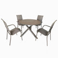 Deko Living 4 Piece Seating Champagne Outdoor Aluminum Round Patio Dining Table and Stackable Chairs Set  - COP30804