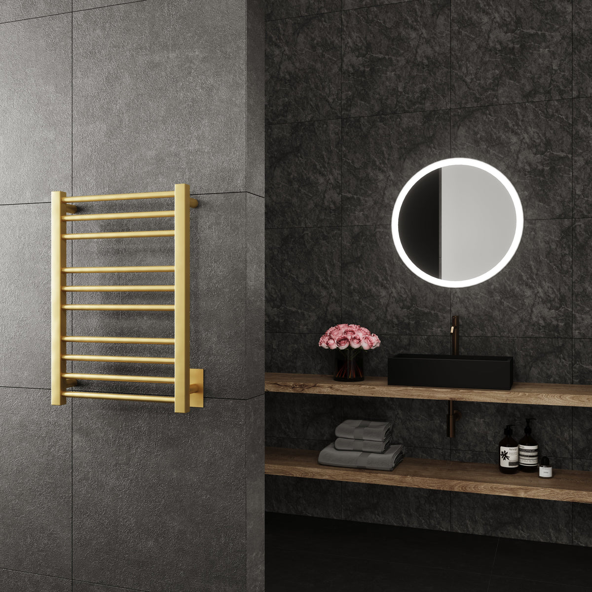 Paris Mirror Cronos Wall Mounted Electric Towel Warmer in Gold - CRONGLD10
