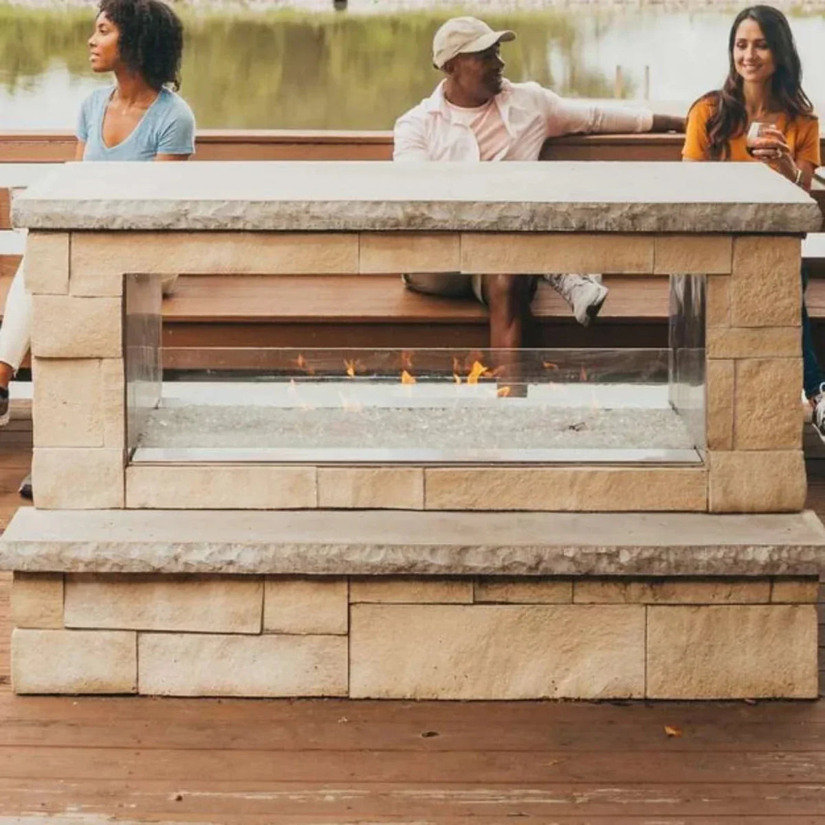 Empire Carol Rose 48" See Through Vent Free Outdoor Linear Fireplace - OLL48SP12SN