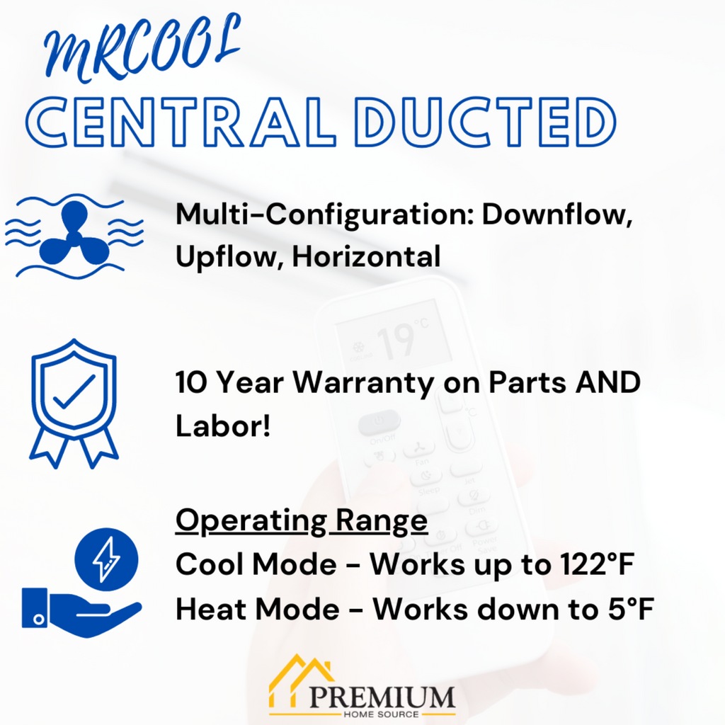 MRCOOL 36K BTU 18 SEER Ducted Air Handler and Condenser,  - CENTRAL-36-HP-230-00