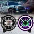 Auxbeam (2pcs/set) 9 inch RGB Headlights Replacement Bluetooth control for Jeep Wrangler JL JLU Sport Rubicon Sahara Gladiator JT 2019 2020 w/ DRL - QP007346