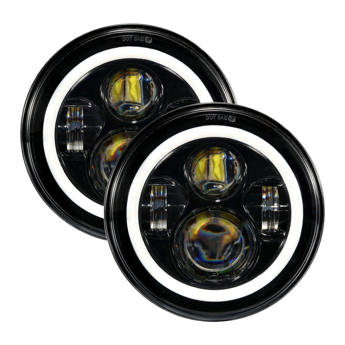 Auxbeam 7" LED Halo Headlights + 4" Inch LED Fog Lights with DRL + 5D-PRO 52" Straight LED Light Bar + Windshield Mounting Brackets + 18W Flood Beam Pod Lights Set for for Jeep Wrangler JK - GP00007761