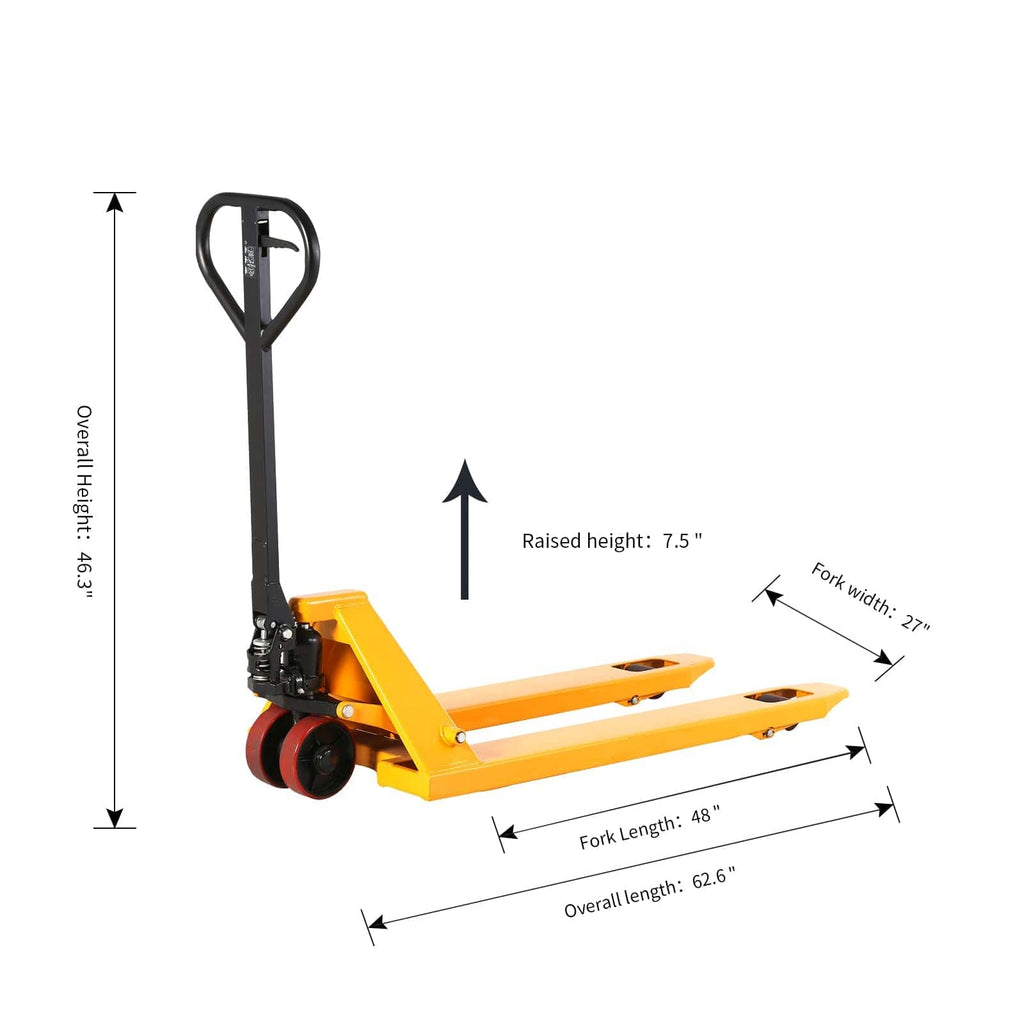 Apollolift Loading and Unloading Warehouse Pallet Forklift Hand Pallet Jack 4400lbs.48"x27" - A-1002