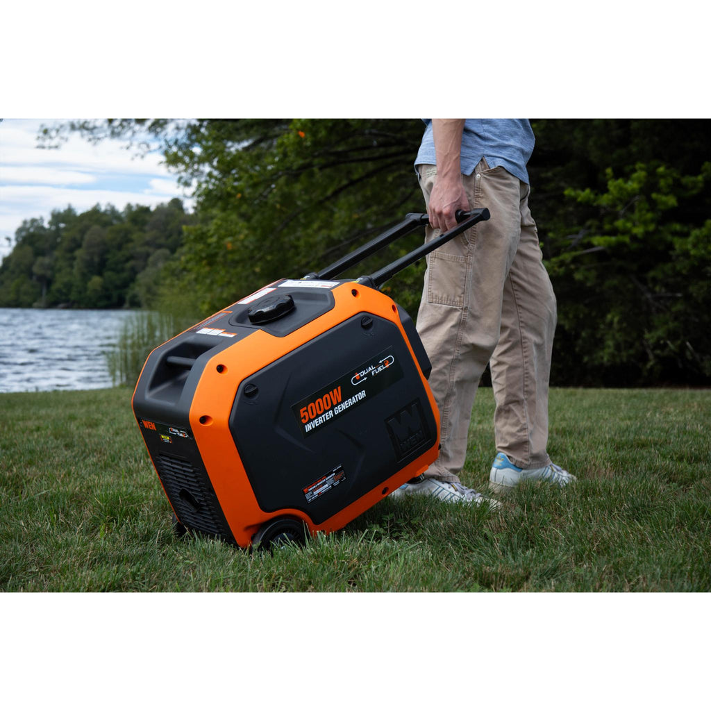 WEN DF500iX 5000-Watt Dual Fuel 120V/240V RV and EV-Ready Electric Start Portable Inverter Generator with Electric Vehicle Charging Ports - DF500iX