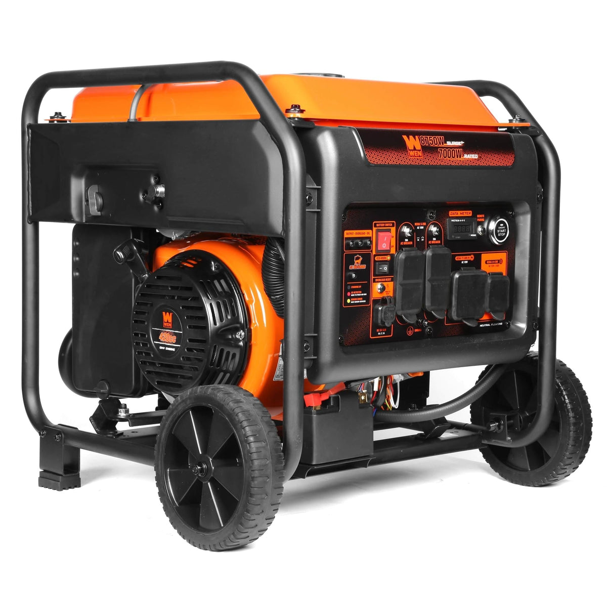 WEN DF875iX 8750-Watt RV and Transfer-Switch-Ready 120V/240V Dual Fuel Open Frame Inverter Generator with Remote Electric Start and CO Shutdown Sensor -DF875iX