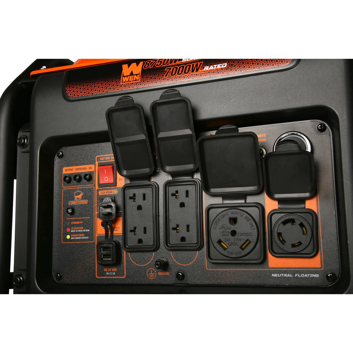 WEN DF875iX 8750-Watt RV and Transfer-Switch-Ready 120V/240V Dual Fuel Open Frame Inverter Generator with Remote Electric Start and CO Shutdown Sensor -DF875iX