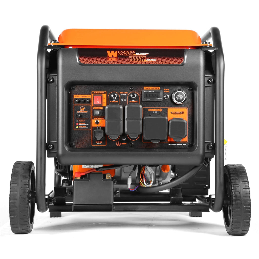 WEN DF875iX 8750-Watt RV and Transfer-Switch-Ready 120V/240V Dual Fuel Open Frame Inverter Generator with Remote Electric Start and CO Shutdown Sensor -DF875iX